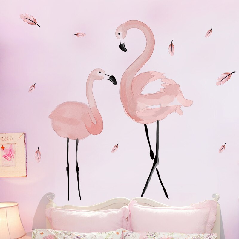 flamingo dyr veggklistremerker gjør-det-selv rosa fugler veggdekor til stue låve soverom barnehage hjem dekorasjon