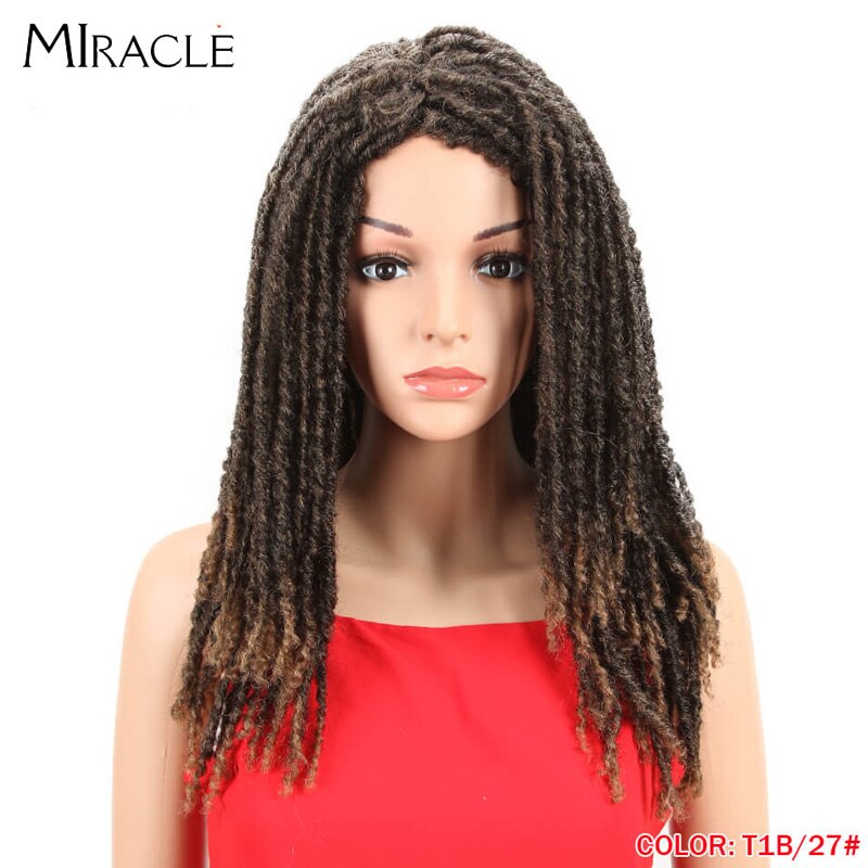 Afro virkade flätor peruk flätor peruk syntetiska peruker för svarta kvinnor virkade flätor twist jumbo dread faux locs frisyr mirakel: T1b-27