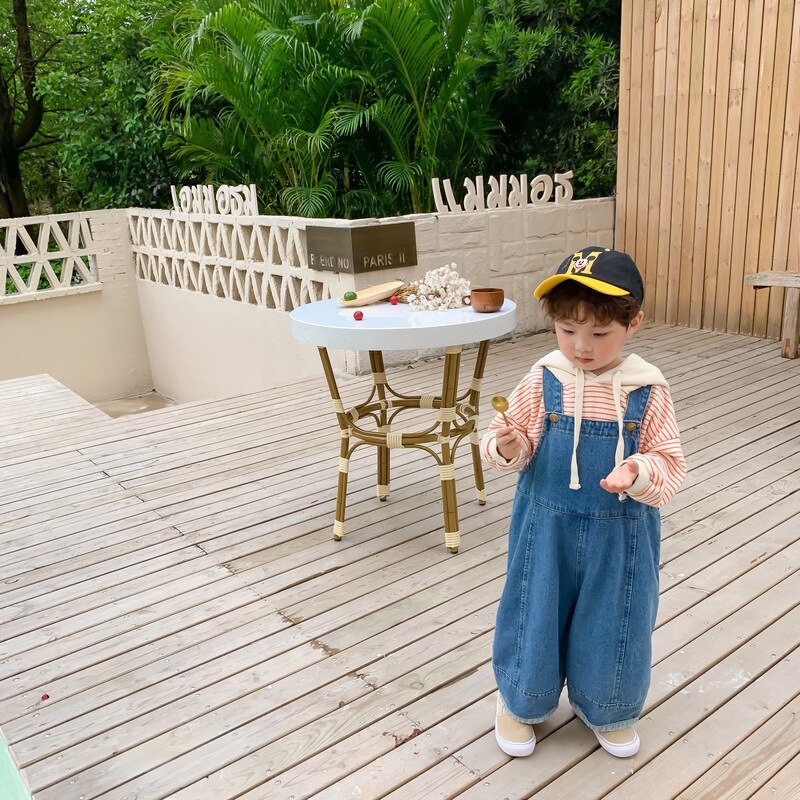 Kids Baby Meisjes Denim Overall Herfst 2-6yrs Oudere Baby Jongens En Meisjes Losse Casual Jeans Kinderen Denim Broek Kinderen doek: dark blue / 3T