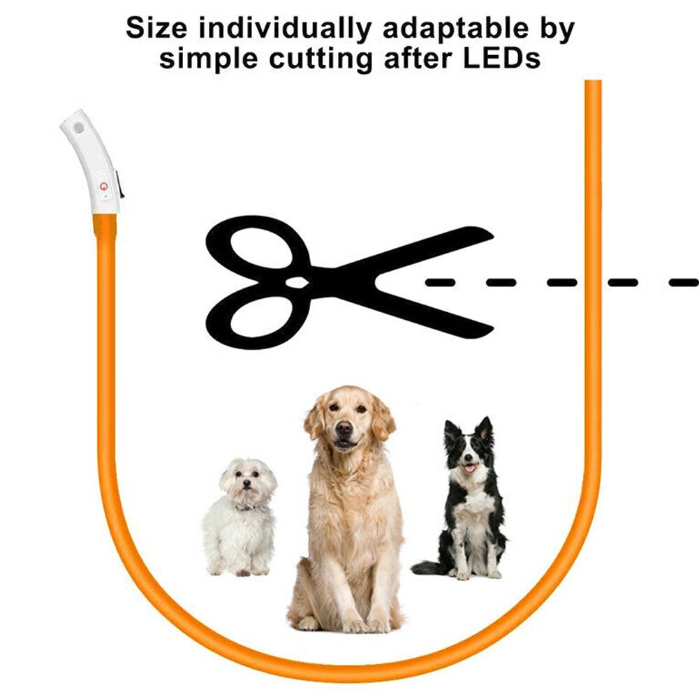 USB Rechargeable LED Dog Pet Collar Flashing Adjustable Safety Light Neck Chain H99F