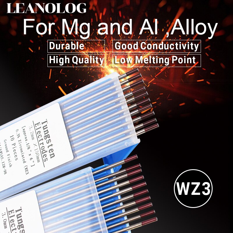 Varilla Tig de electrodo de tungsteno WZ3, 1,0/1,6/2,0/2,4/3,0/3,2/4,0 MM x 150mm(6 "), cabeza marrón, varilla de soldadura de electrodo de tungsteno de 0.3% circonio