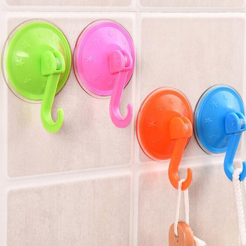 1Pc Hang Haak Vacuüm Zuignap Haak Zuignap Muurhaken Gratis Van Punch Plastic Haak Keuken Badkamer Accessoires Willekeurige kleur