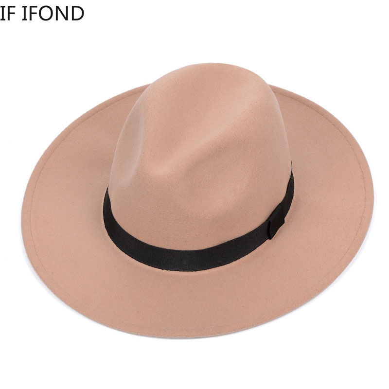 Fedora hat kvinder imitation uldfilt hatte mænd sort top jazz hat