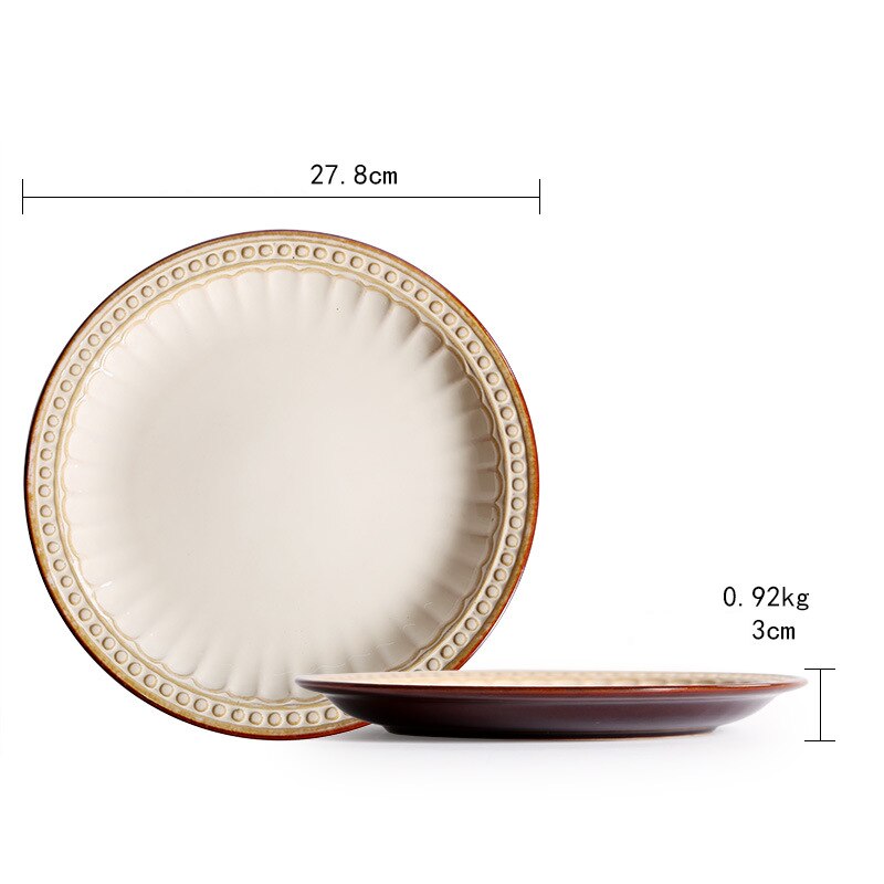 European Style White Ceramic Tableware Set Western Steak Pasta Embossed Plate Home Restaurant Salad Bowl Drink Cup: E