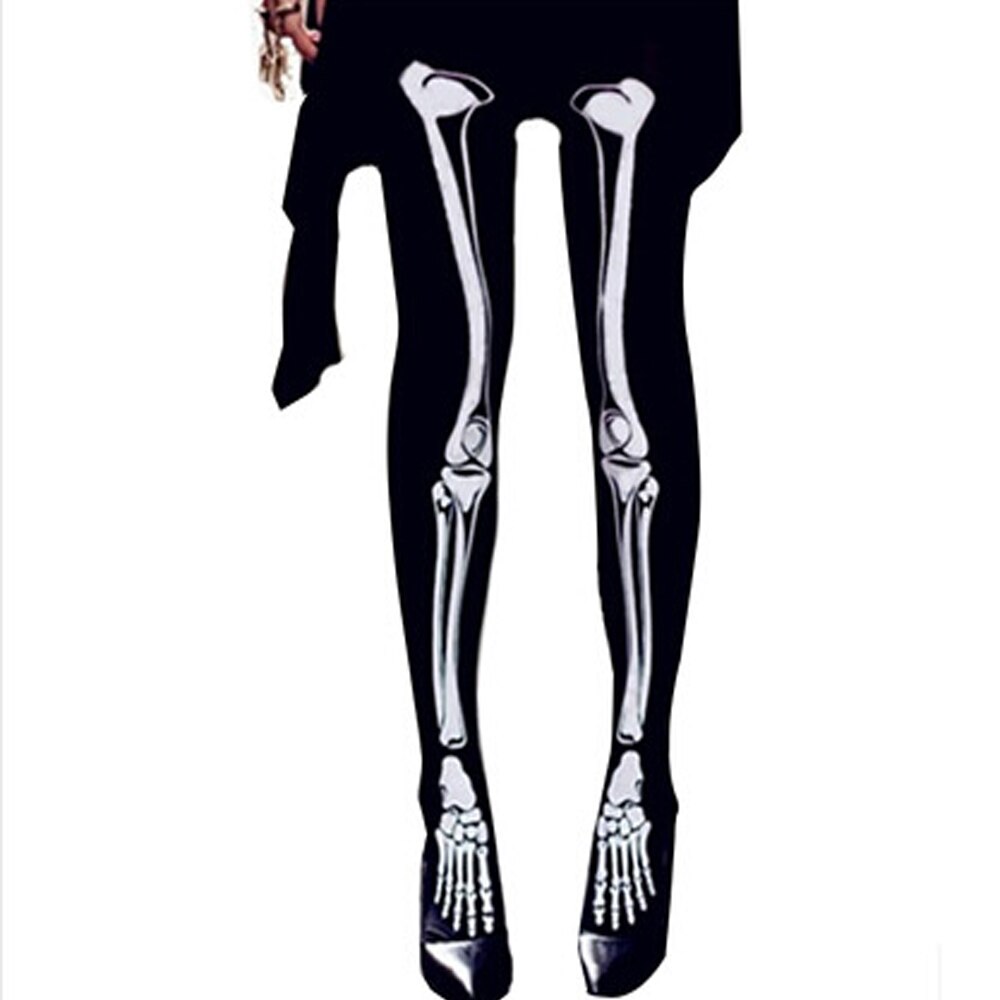 Dames zwarte skelet schedel tatoeage panty's kousen panty's dames accessoires feest cosplay schedel print panty's