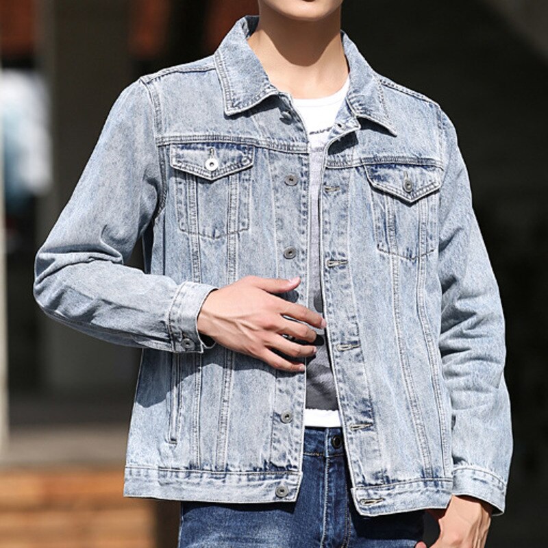 4XL 5XL Cotton Denim Jacket Men Classic Loose Casual Single-breasted Jean Mens Jackets And Autumn