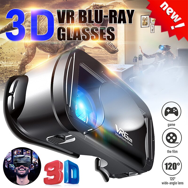 VGR Pro-Gafas de realidad Virtual 3D, lentes de realidad Virtual con pantalla completa, gran angular Visual, para teléfono inteligente de 5 a 7 pulgadas