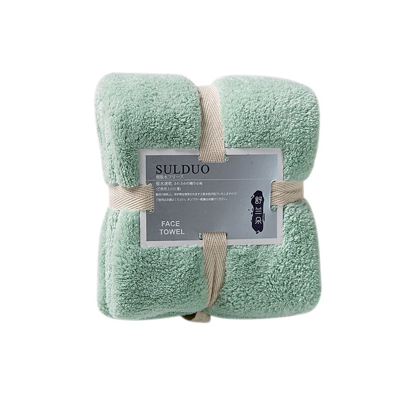 Washable Polyester-cotton Bathroom Towel Coral Velvet Towel Strong Water Absorpt Face Hand Towels Quick-Dry Bath Towels Wrap: Light green