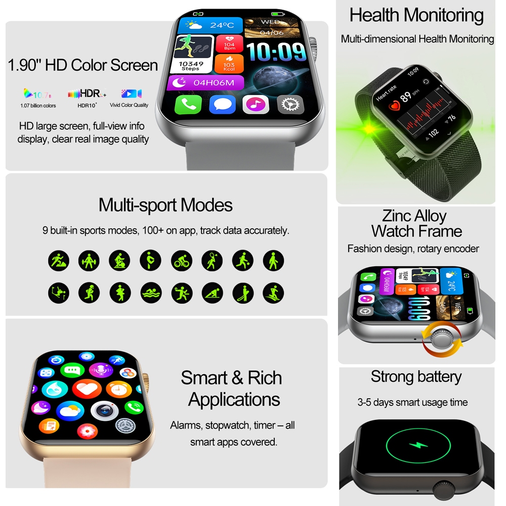 2025 Smartwatch da uomo nuovo 100+ modalità sportiva Monitoraggio della saluto tocco a schermo intero Chiamata Bluetooth accorto guarda IOS androide