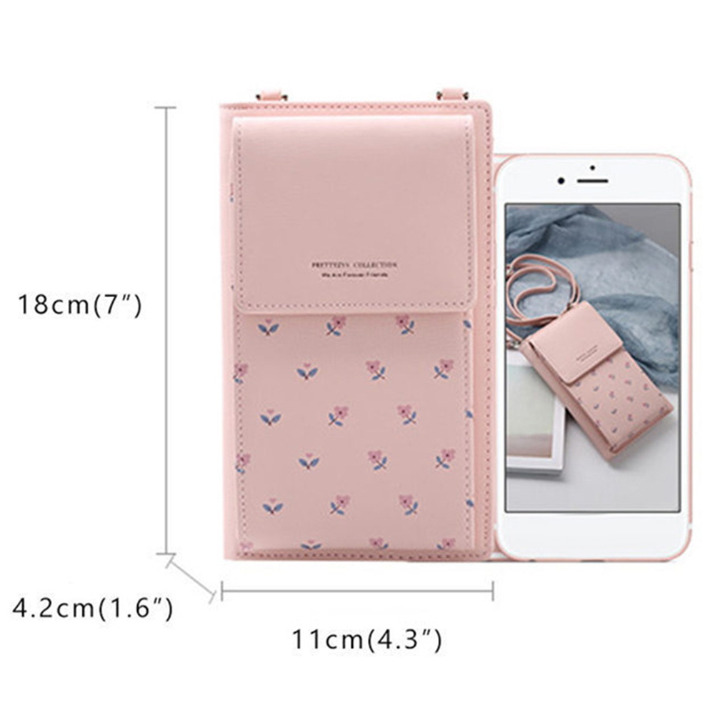 Cartera para teléfono móvil tarjeta grande para mujer con estampado Floral, Mini bolso de hombro tipo bandolera de piel sintética, tarjetero, bandolera, bandolera con tirantes