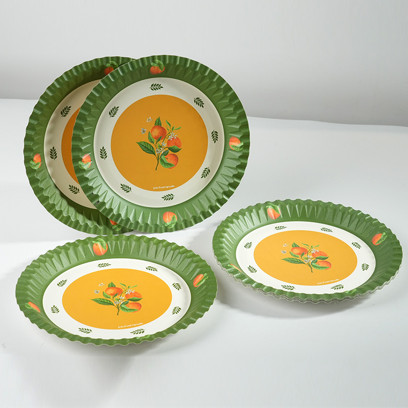 10/20 pçs 9 polegada placas de papel redondas frutas padrão pratos descartáveis sobremesa para churrasco aniversário casamento chá de bebê