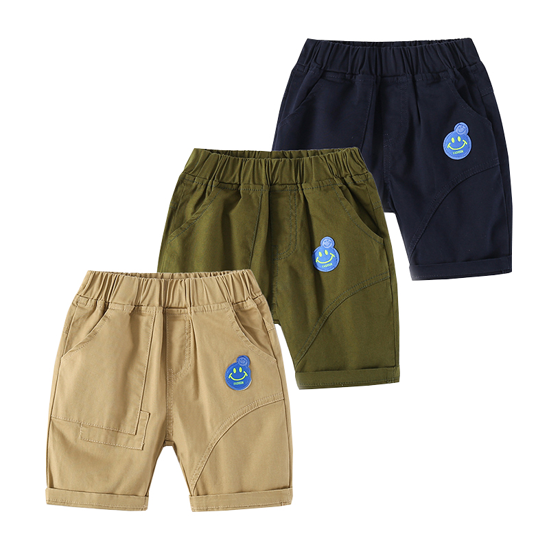 Smile Boys-pantalones cortos de algodón hasta la rodilla para niños, pantalón de cintura elástica, ropa de verano