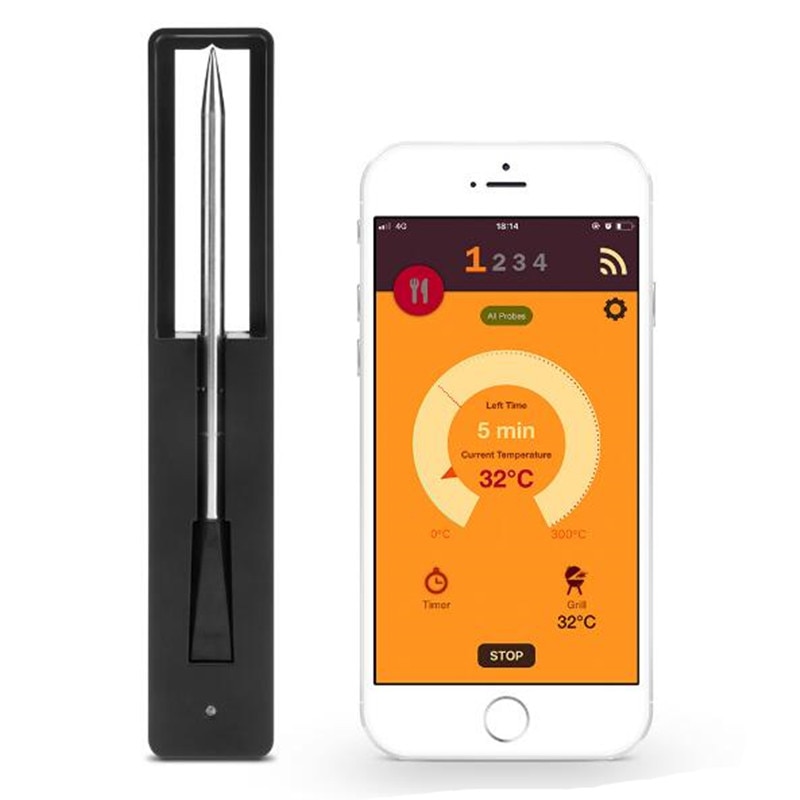 Draadloze Smart Vlees Bbq Thermometer Bluetooth Voor Oven Grill Keuken Bbq Roker Rotisserie Wifi Thermometer Barbecue Accessoires