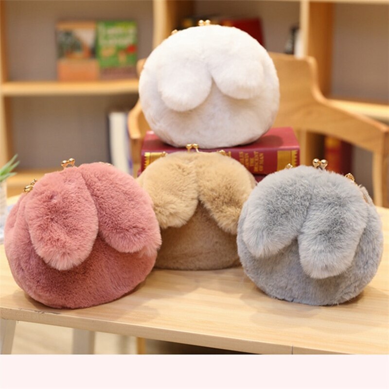 Orejas de conejo bolsa de para chicas Conejito de peluche bolso lindo Orejas de conejo monedero gris blanco Japón Kawaii lindo bolsa