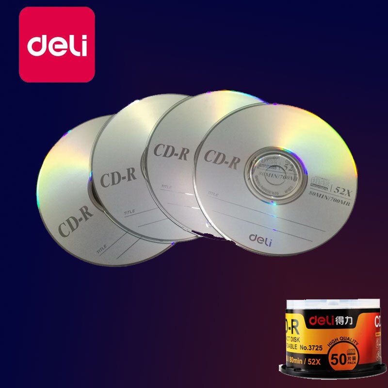 Deli 4PCS/LOT 3725 CD-R Blank Discs Recordable Compact Disc 700MB/80min/52x CD-R BLANK Discs Single Piece Office Supplies: Default Title