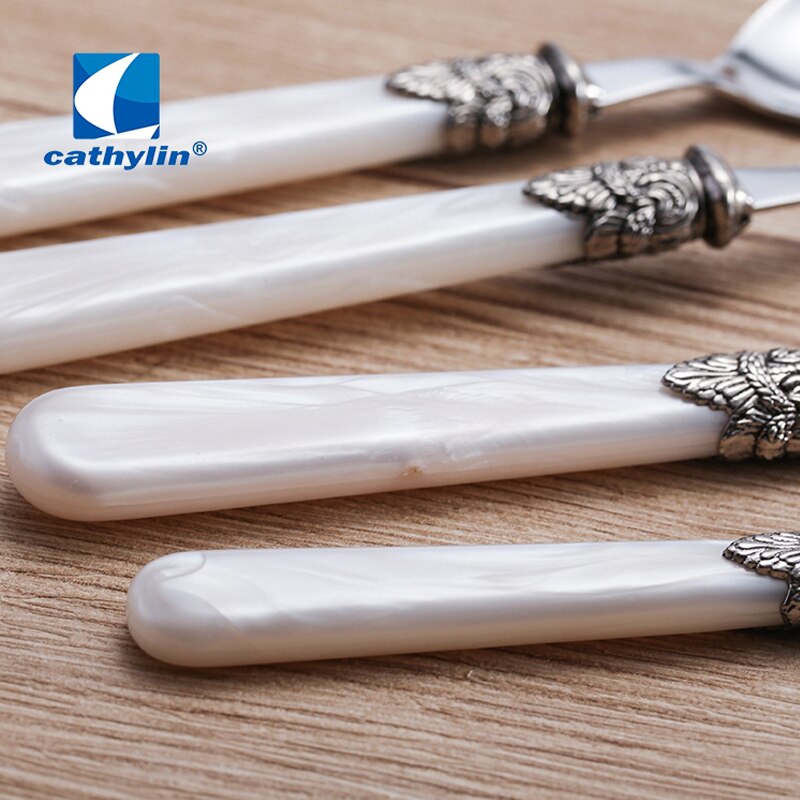 Katylin bestick set 24- delar akryl handtag rostfritt stål servis set restaurang bröllop bestick  pl0015