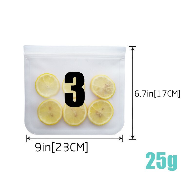 1pc peva silikone madopbevaringspose tyk genanvendelig frysepose lækagetæt top zip lock poser køkken organizer frisk opbevaringstaske: 23 x 17cm 25g