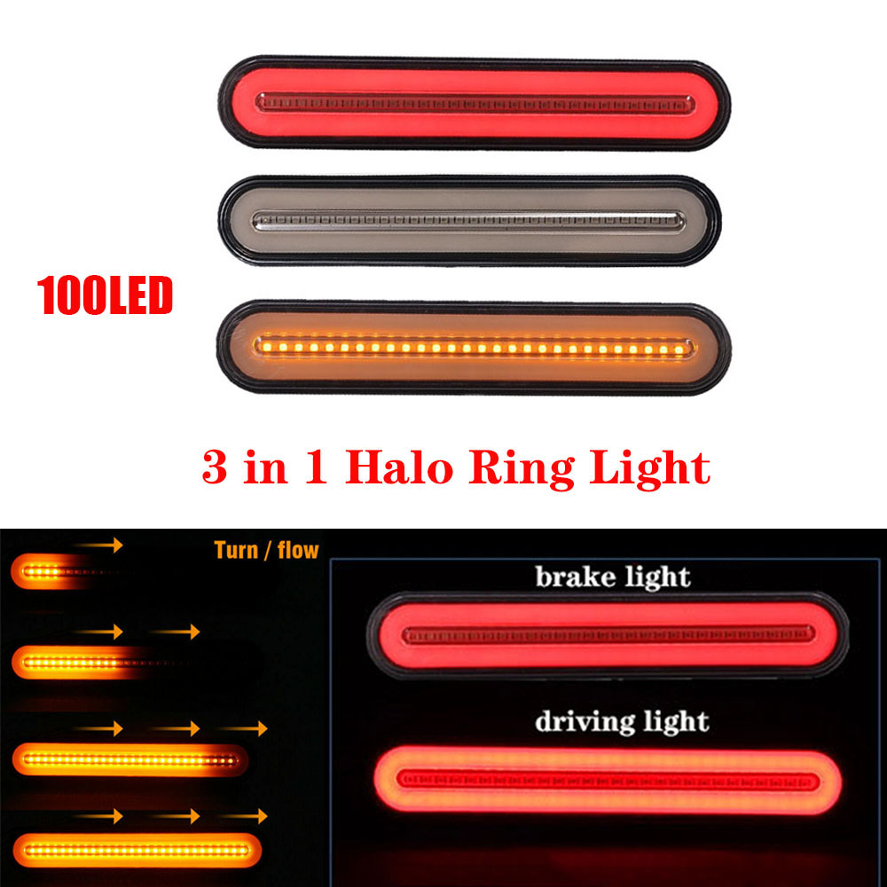 100 Led Vrachtwagen Remlicht Waterdichte Neon 3 In 1 Halo Ring Staart Brake Stop Light Vloeiende Richtingaanwijzer licht Lamp 12V 24V