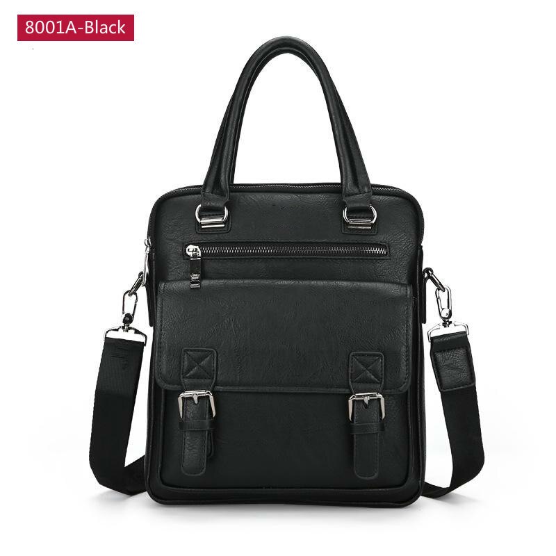 OYIXINGER cartelle da uomo borsa da uomo in pelle da lavoro borsa a tracolla a due tasche borsa a mano morbida borse per Laptop Bolso Bandolera Hombre: 8001A-Black