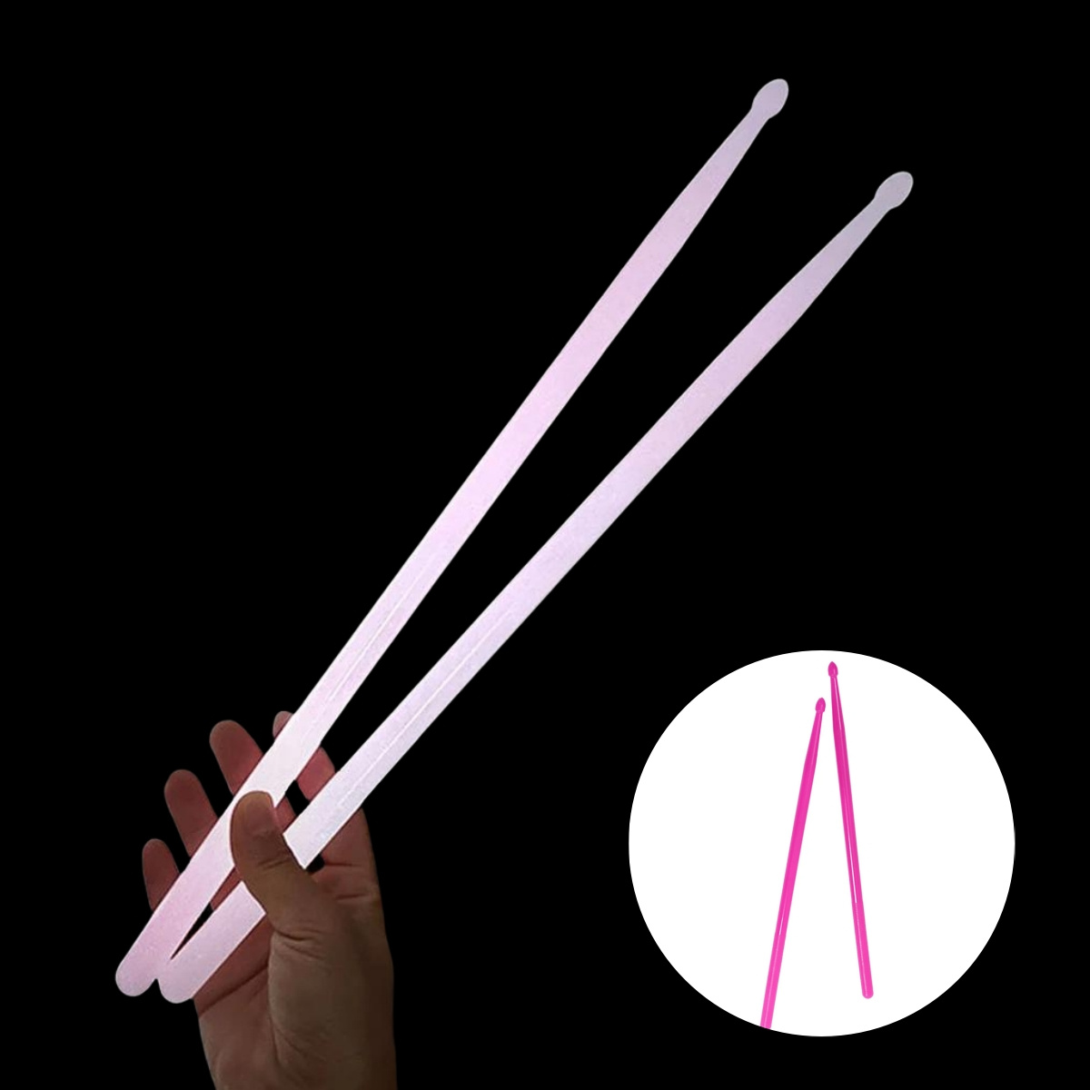 ATA WAYER-Baguettes de batterie lumineuses pour la performance sur scène, baguettes structurels entes, instruments de musique dans le noir, Shoous, 1 paire: Rose