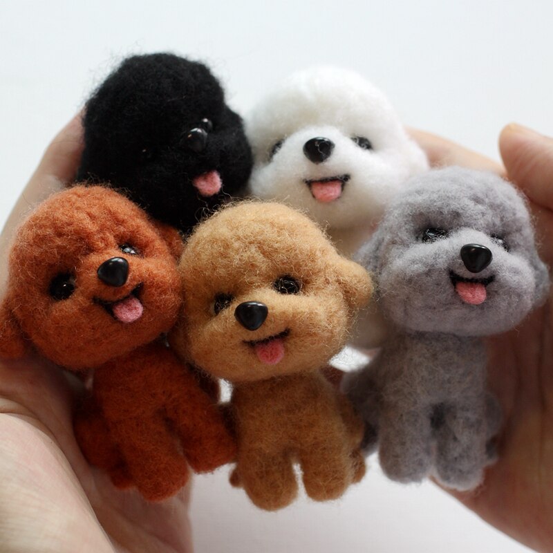 5 farver bamse nålefilt dyr diy craft kit håndlavet sød filtehund shiba inu uldfilt legetøj julefilt til børn