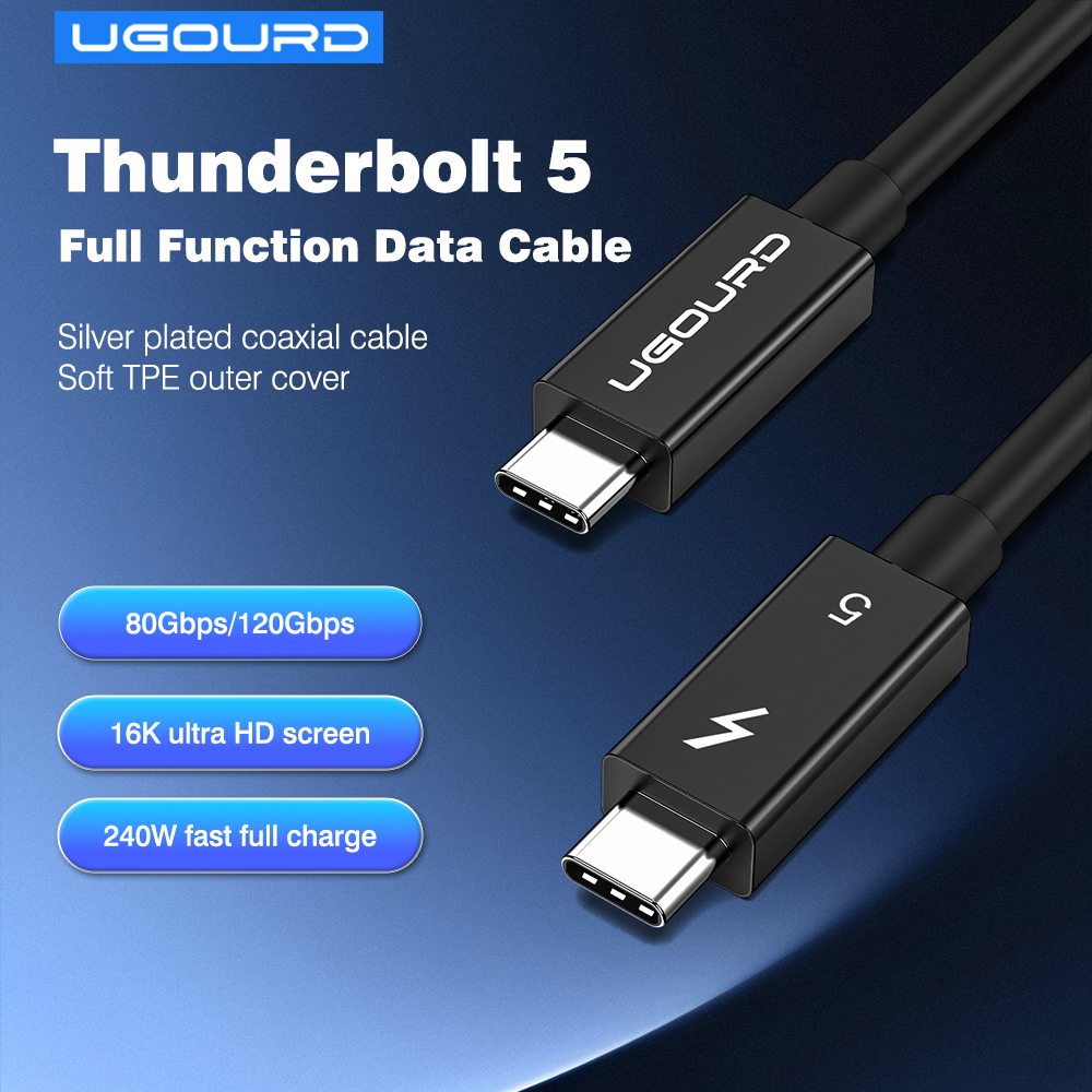 Cable Thunderbolt 5 TPE suave 80Gbps tipo C USB4 V2 Cable Coaxial USB-C a C 240W 16K 8K para eGPU Mac MINI SSD iPhone 16 MacBook