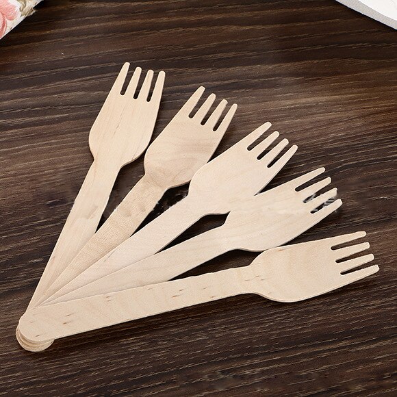 100/150/200 Stuks Houten Vorken Lepels Cutters Wegwerp Houten Bestek Keukengerei Servies Voor Diner Barbecue: Cross / 200pcs