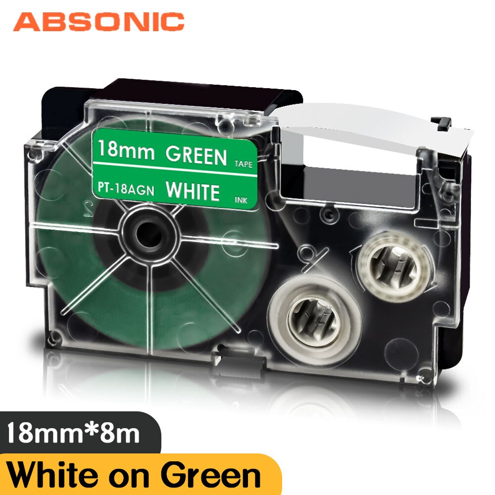 Absonic mieszana drukarka kolorowa wstążka XR-18X XR-18WE XR-18RD XR-18BU XR-18YW XR-18GN 18mm taśma z etykietami kompatybilna z etykietą Caiso: White on Green