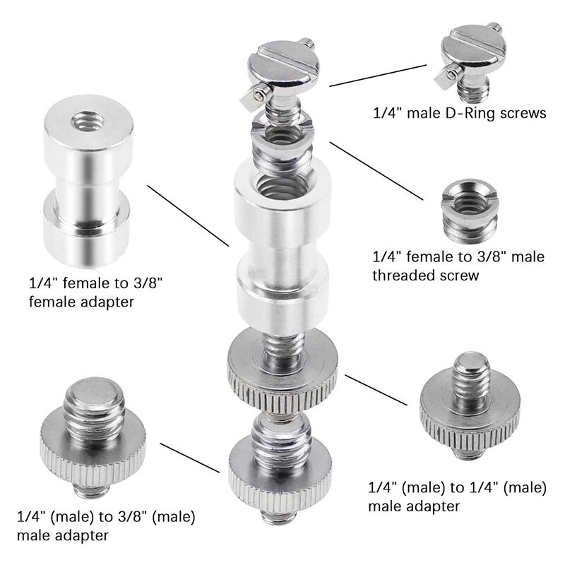 22PCS Camera Screw Converter Male Female Tripod Screw Thread Adapter Threaded Screw Converter Adapter Mount Set