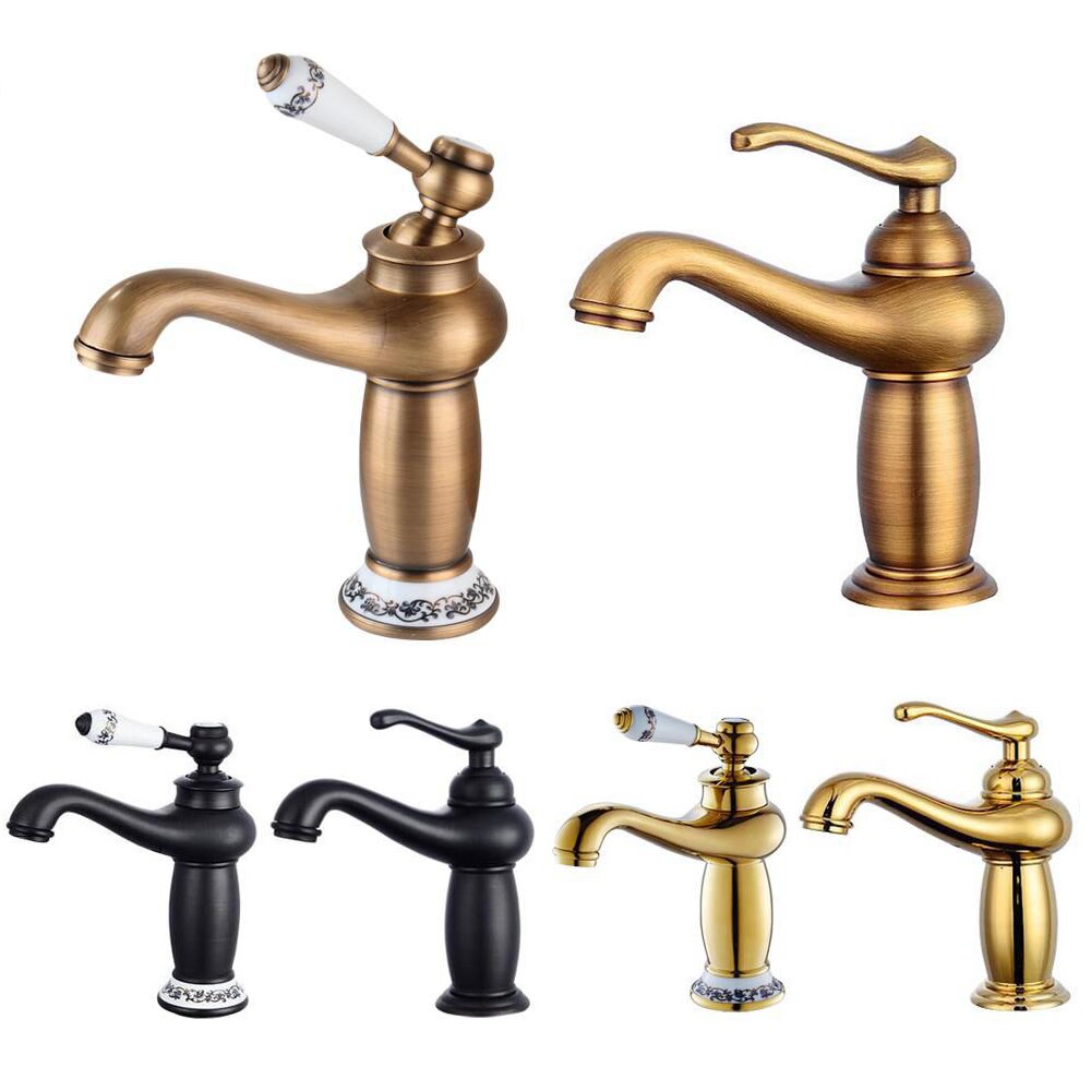 Bathroom Faucet Antique Bronze Basin Sink Solid Brass Vintage Style Single Handle Water Mixer Faucets