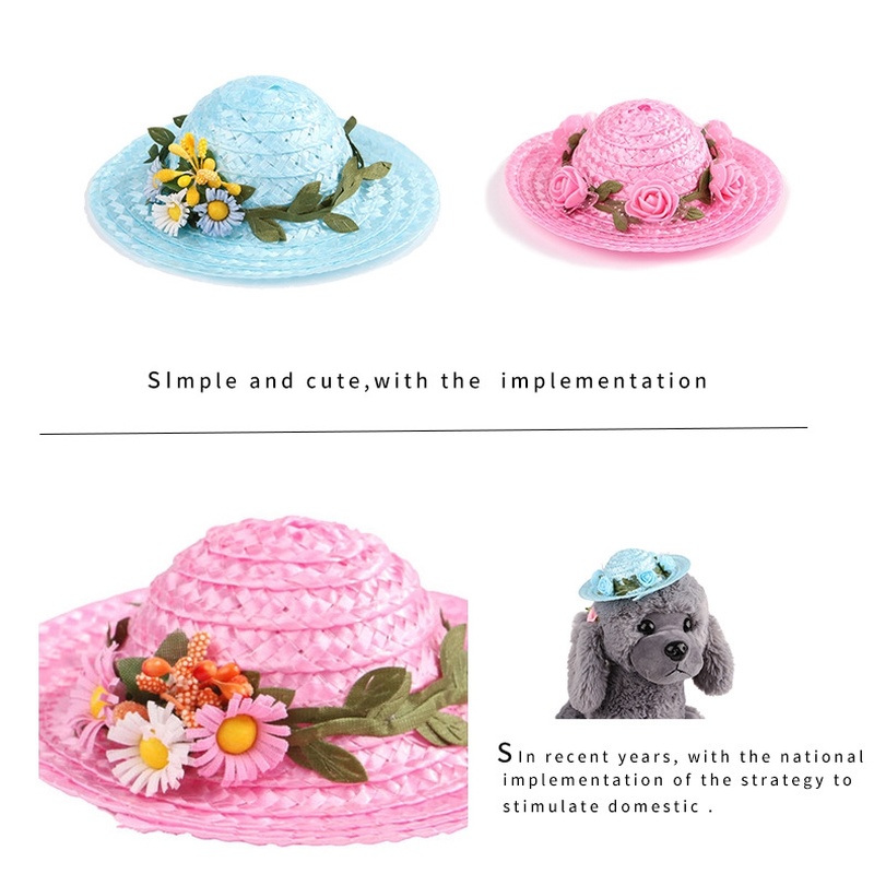 Hond Hoed Cap Zomer Bloemen Mode Hoed Voor Honden Casual Stro Cap Voor Kleine Honden Katten Hoed Chihuahua Yorkshire teddy 4 Kleuren