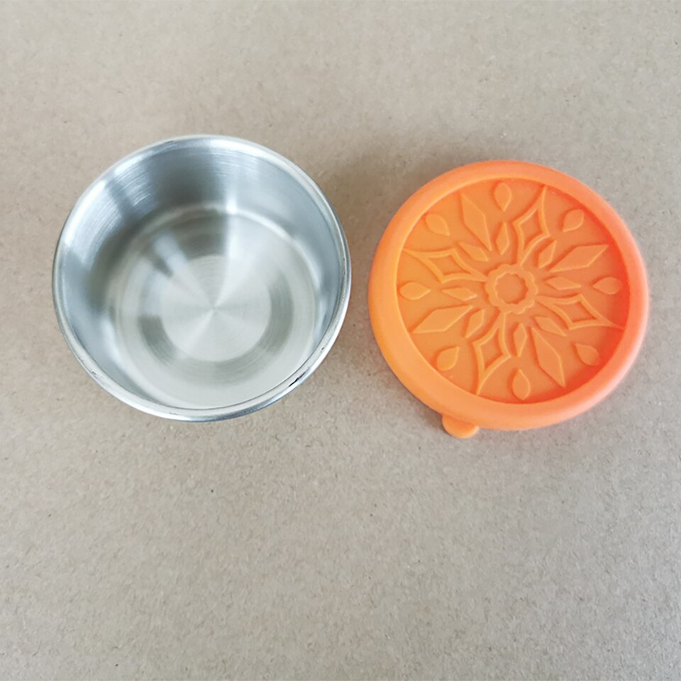 2PCS Portable Mini Sauce Storage Containers with Lid Stainless Steel Dipping Sauce Cups Fits in Bento Box For Lunch Salad