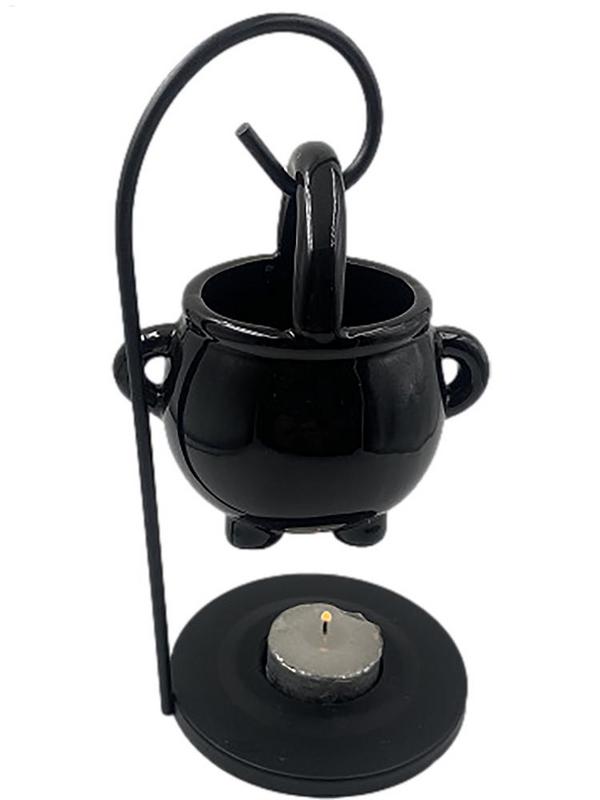 Quemador de aceite de caldero de bruja colgante, olla de caldero de bruja, portavelas, difusor de aceite esencial para quemar incienso para decoración del hogar