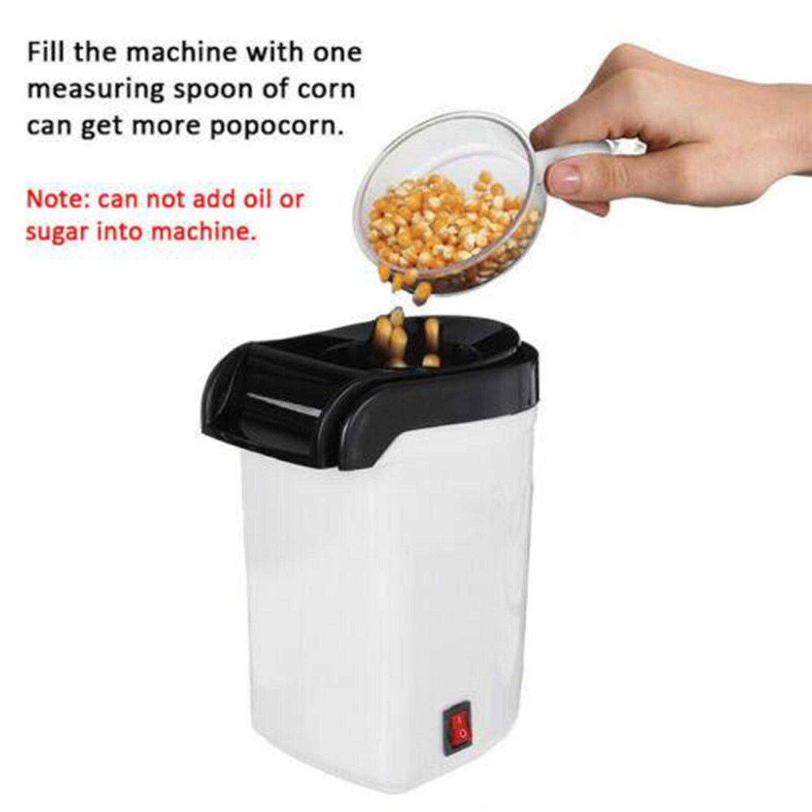 Air Popcorn Machine 1200W Electric Popcorn Maker and Top Lid for Home