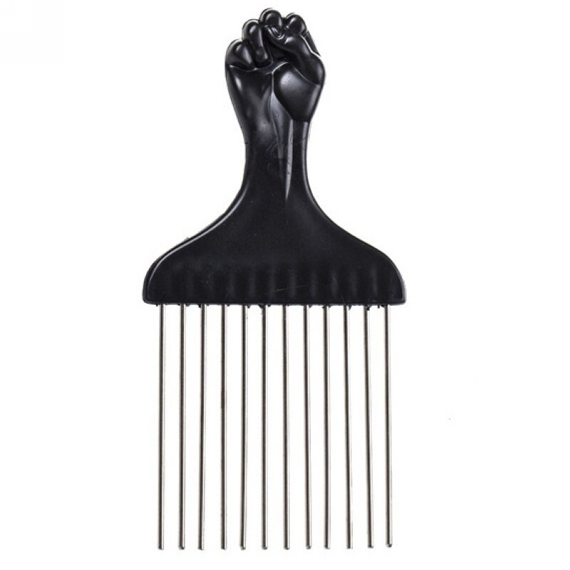 Peine africano de Metal, peine Afro, puño negro