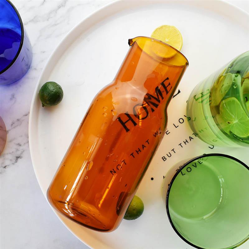Godteri farge glass tekopp enkel varmebestandig drikkeglass juice glass med tekanne drikke redskaper