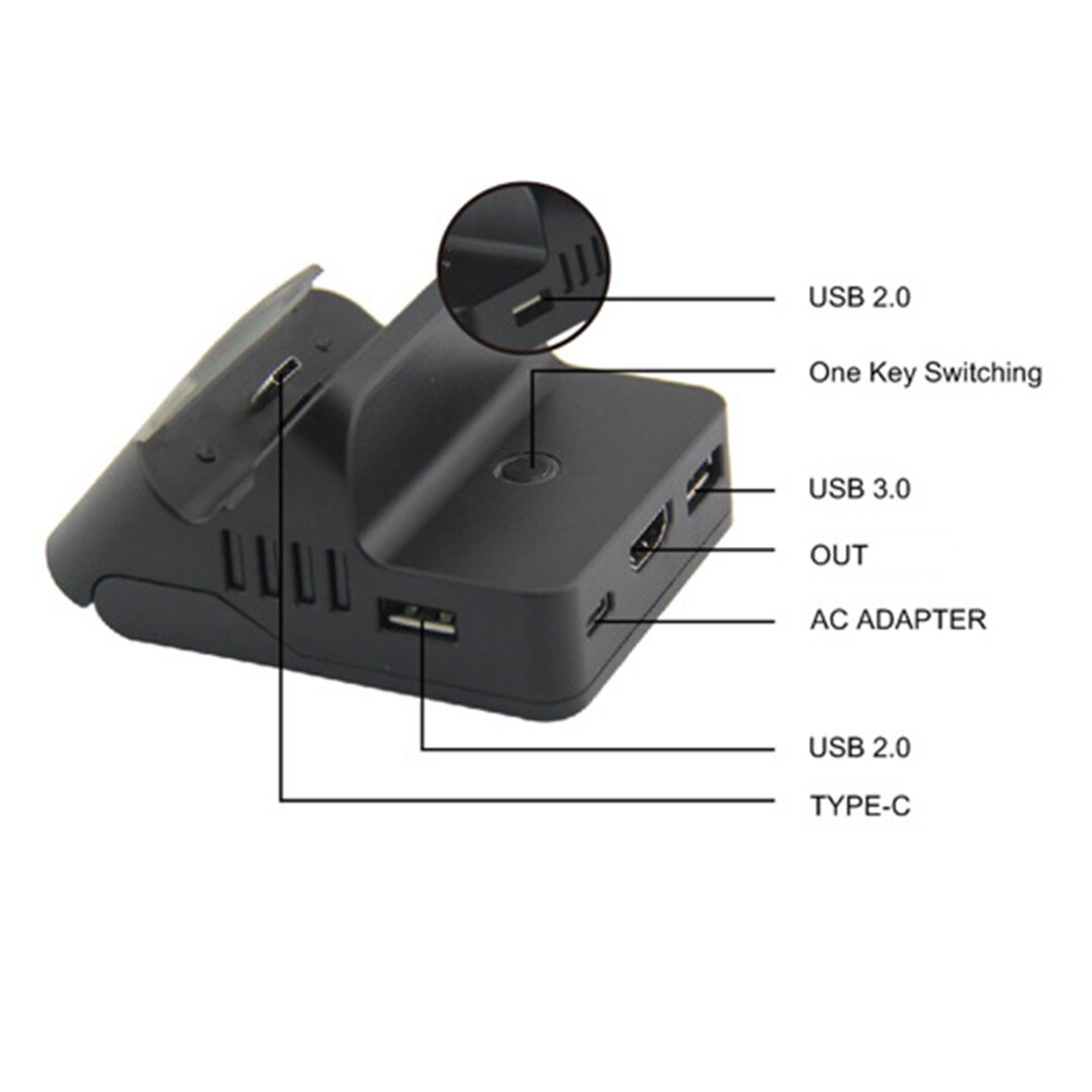 Dockingstation für 1pc gamecontroller, usb-c-auf-hdmi-kompatibler tv-videoadapter, ladegerät, projektionskonverter