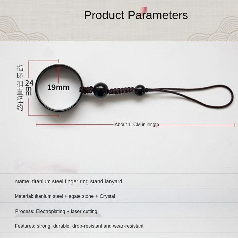Telefoon Lanyard Korte Telefoon Keten Mannen Vrouwen Fall-Slip Hanger Hanger Chinese Stijl Titanium Staal Lichtgevende Draak Ring