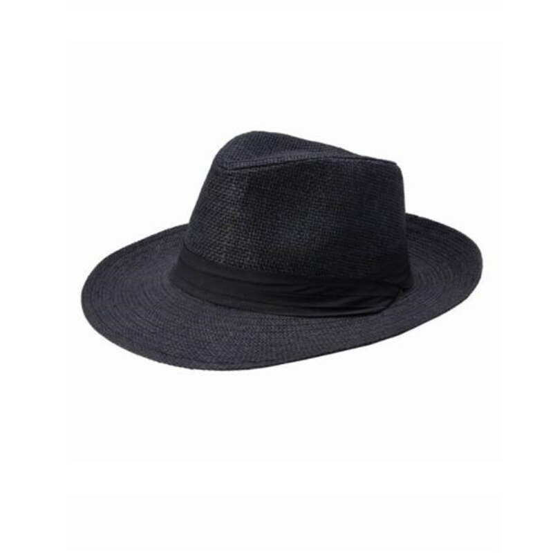 Gorra de paja de ala ancha Unisex, nueva , sombrero Casual de playa de ala grande, sombrero de playa de verano hecho a mano para hombres y mujeres: black