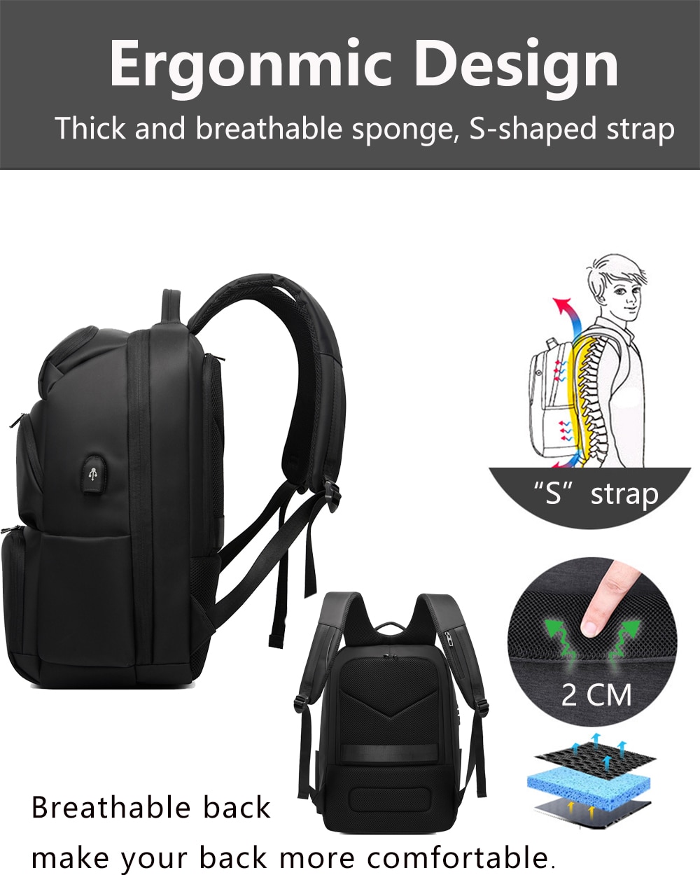 2021 nuovi zaini impermeabili borsa da scuola di ricarica USB zaino da uomo antifurto di grande capacità zaino da viaggio per Laptop da 17 pollici