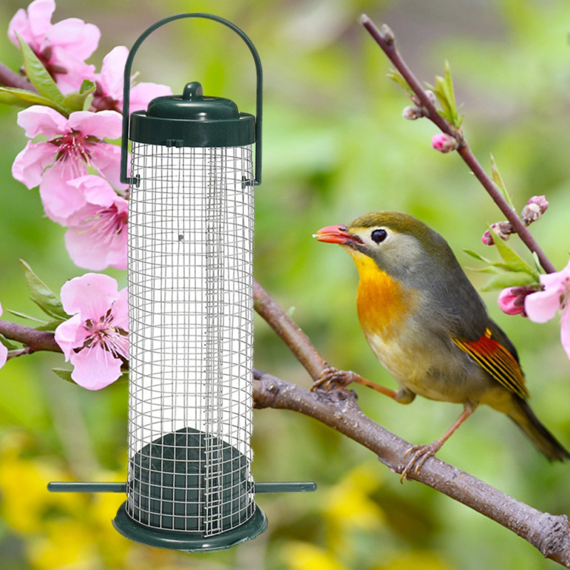 Outdoor Hanging Bird Feeder Plastic Green Wild Bird Peanut Seed Nut Feeder Hanger Bird Supplies Standing Feeder Tableware