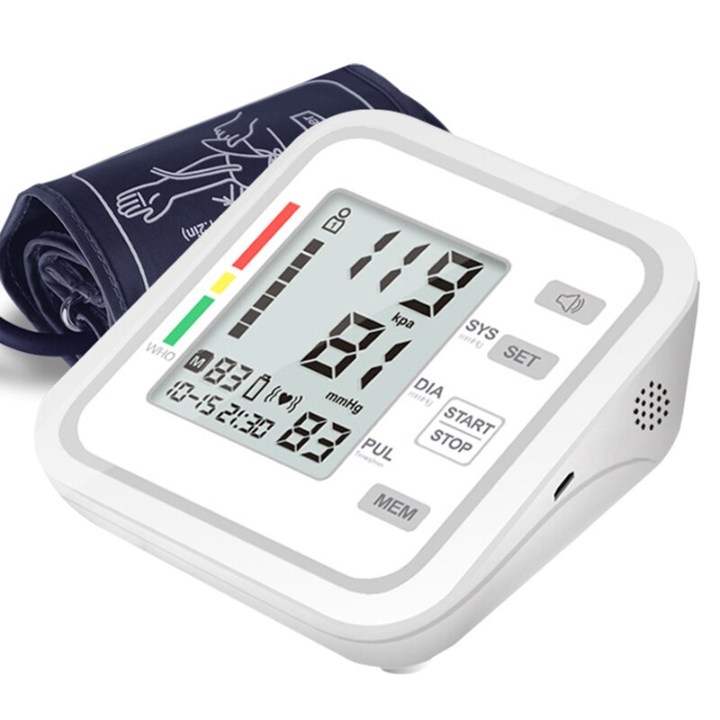 Digital Automatic Blood Pressure Monitor Upper Arm Automatic Cuff BP Machine &amp; Pulse Rate Monitoring Meter,Large LCD Display