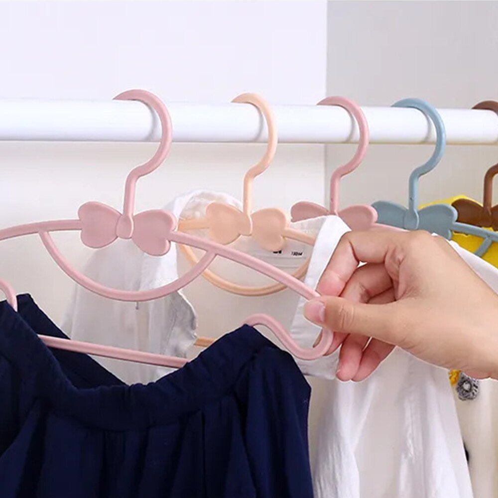 Cintre à nœud papillon pour vêtements, 10 pièces, présentoir en plastique, cintre coupe-vent pour enfants, organisateur de vêtements pour bébés