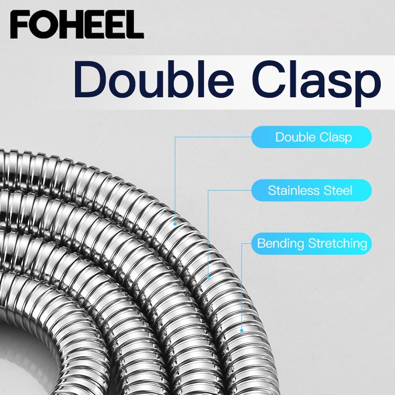 Foheel mangueiras de encanamento mangueira flexível 1.5m aço inoxidável mangueiras de chuveiro acessórios do banheiro atacado dropshipping