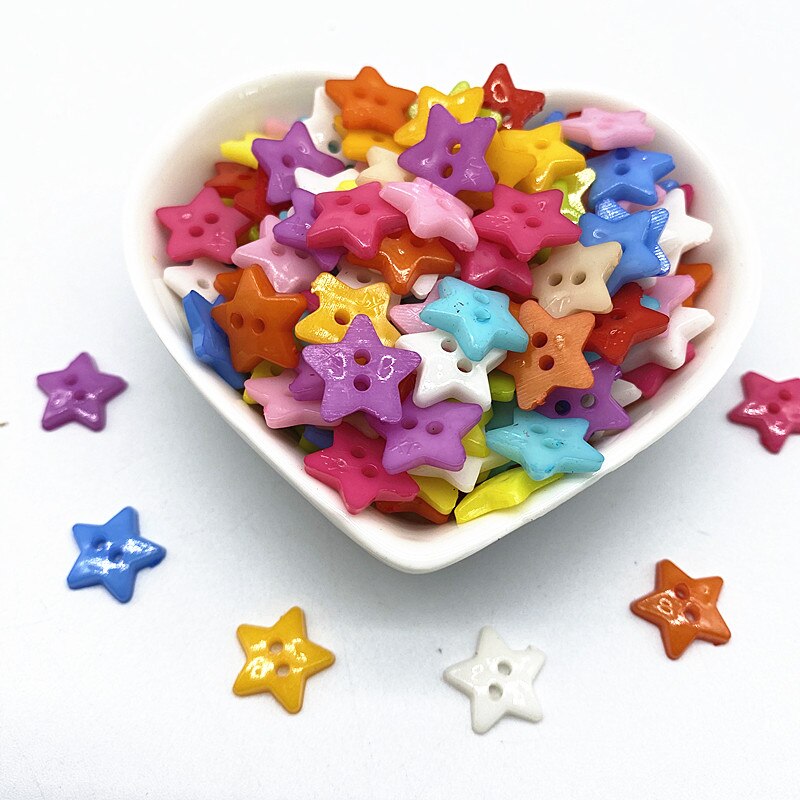 Estrella de cinco puntas de 12-20mm, botones de costura de resina, bricolaje, álbum de recortes multicolor, novedad