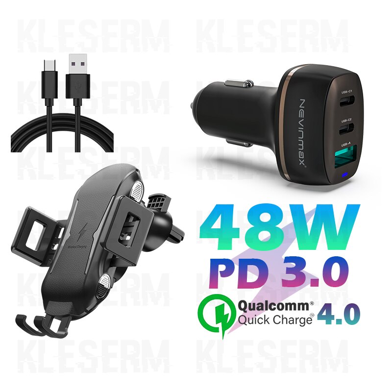 15W Qi Wireless Car Charger Holder for Samsung Galaxy S20 S21 Ultra S10 S9 Plus Car Induction Charger Mount for iPhone 12 11 SE