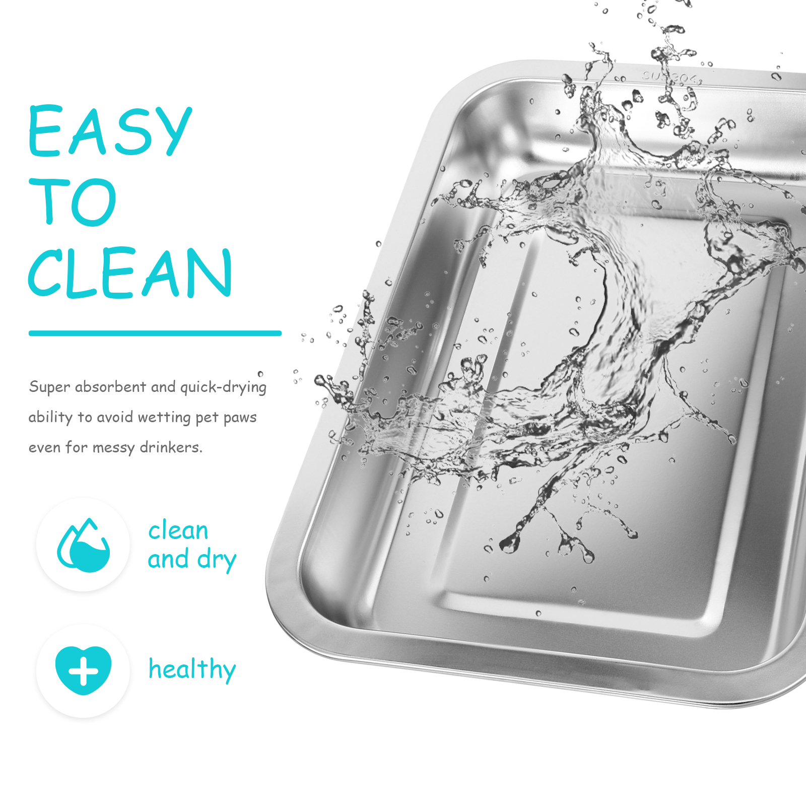 Caja de acero inoxidable para gatos, sartén de Metal abierta, inodoro duradero para mascotas, caja de arena para gatitos de gran capacidad para el hogar