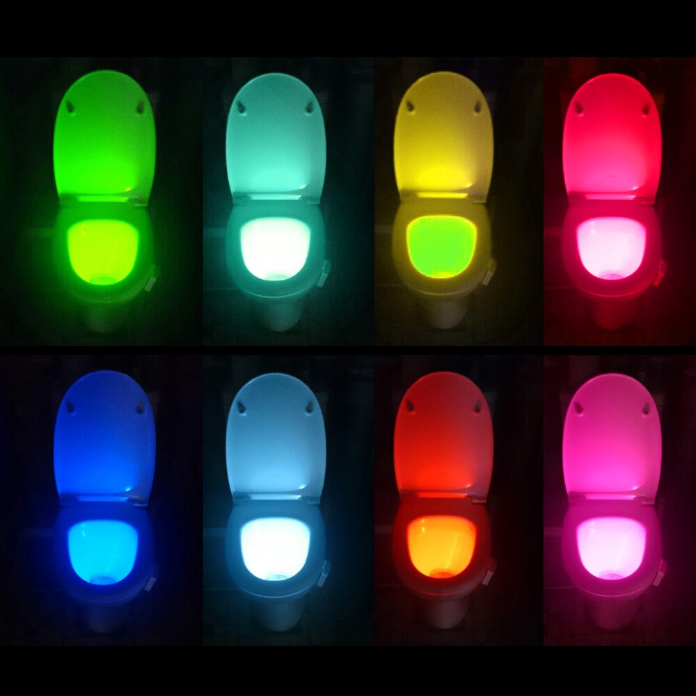 Lumière de LED intelligente pour siège de toilette 8 couleurs avec capteur de mouvement PIR Smart On/Off lampe de nuit à Induction infrarouge pour enfants lampe de sécurité