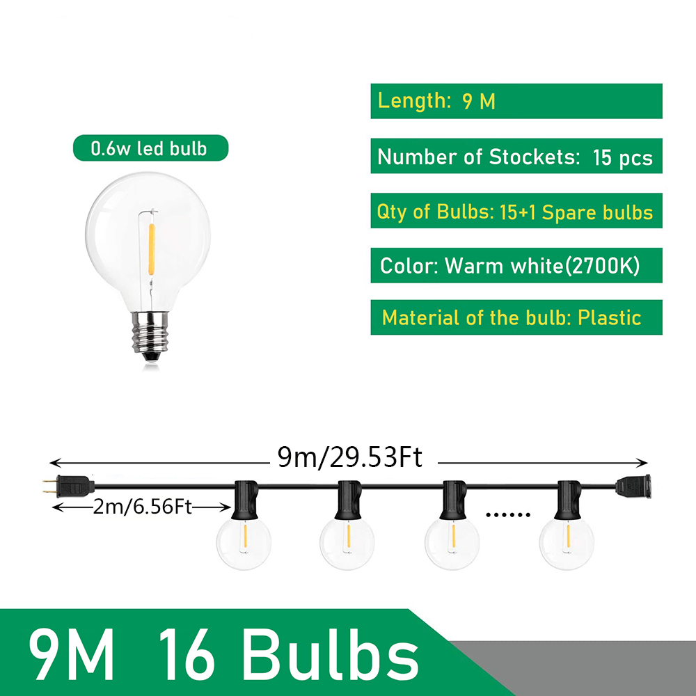 110V/220V Outdoor String Lights LED G40 Festoon Fairy Patio Garland Lamp Wedding Street Camping Garden Party Decoration Lights: Blue / 350W