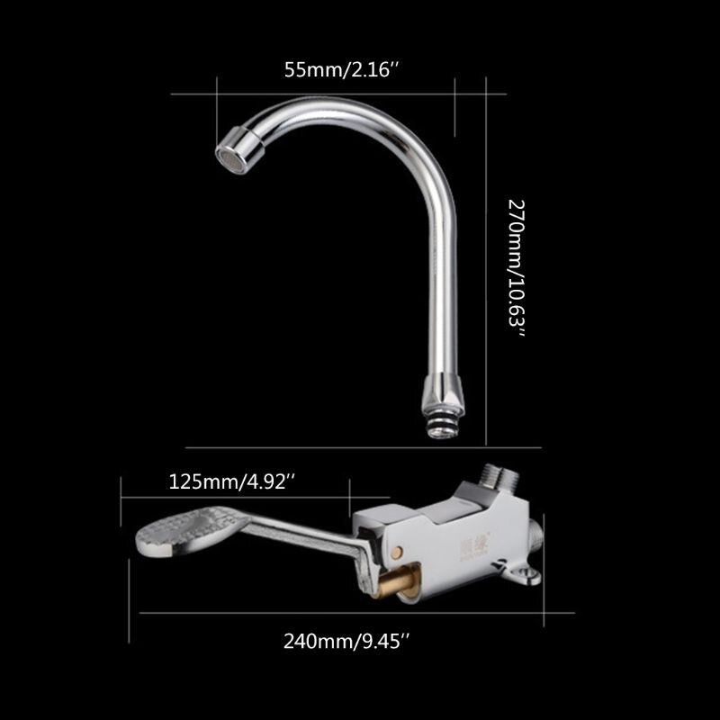 Foot Pedal Control Valve Faucet Kitchen Sink Water Tap Vertical Basin Switch Faucet Single Cold Tap